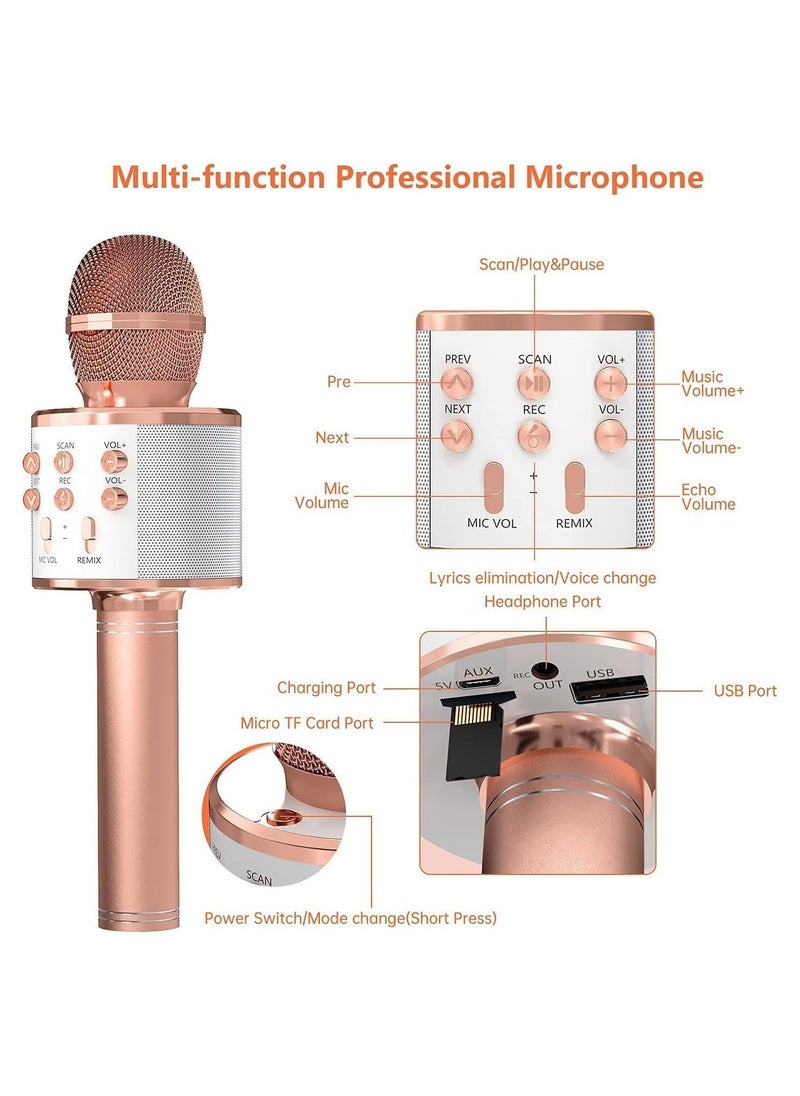 2 Pack Karaoke Microphone for Kids, Wireless Bluetooth Karaoke Microphone for Singing, Portable Handheld Mic Speaker Machine, Great Gifts Toys for Girls Boys Adults. (Rose Gold) - Image 5
