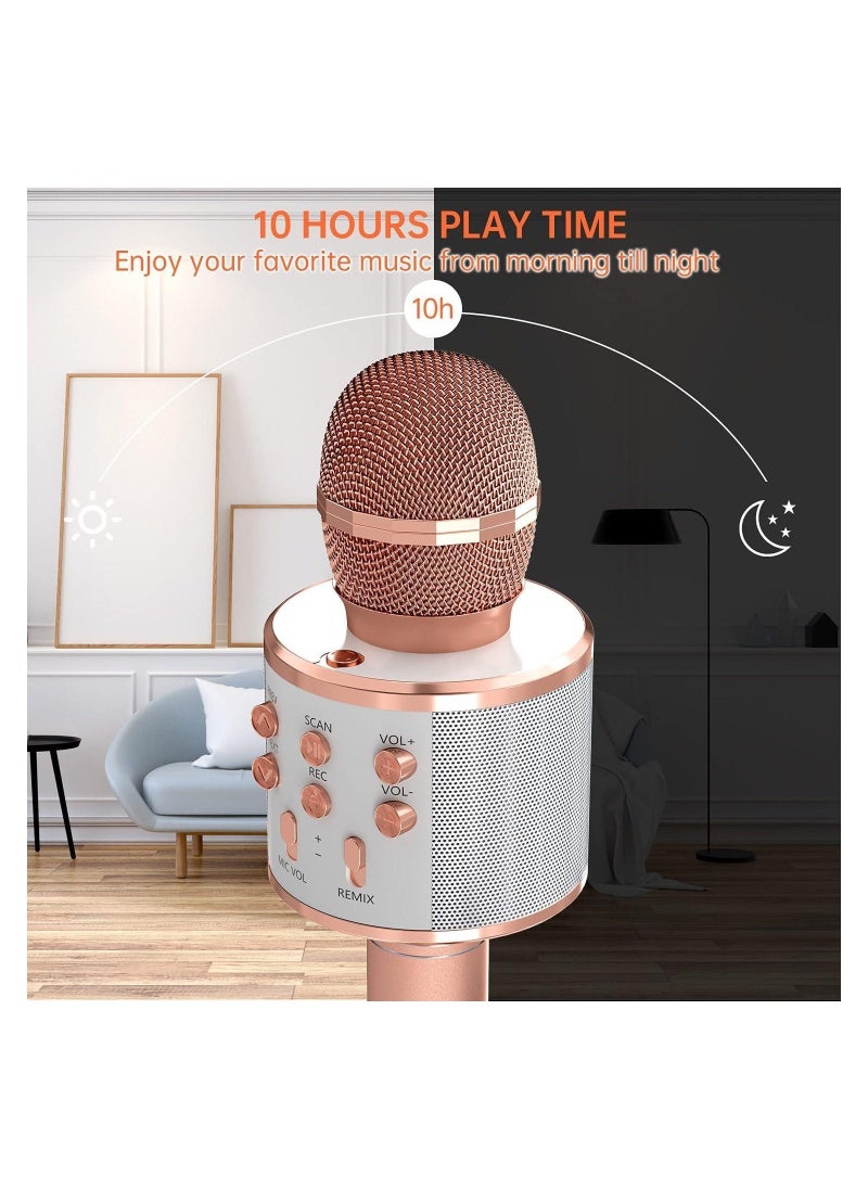 2 Pack Karaoke Microphone for Kids, Wireless Bluetooth Karaoke Microphone for Singing, Portable Handheld Mic Speaker Machine, Great Gifts Toys for Girls Boys Adults. (Rose Gold) - Image 4