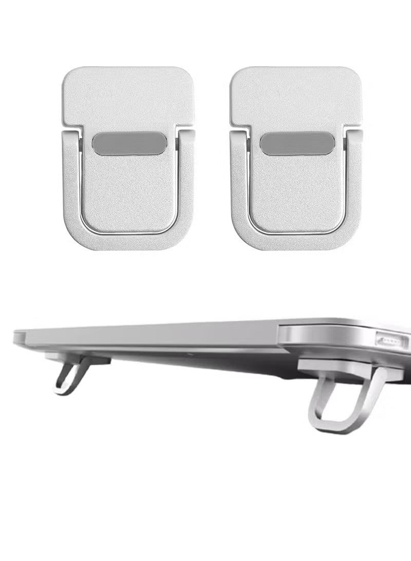 Two-pack self-adhesive keyboard stands, suitable for desktops, adjustable laptop stand with height-adjustable feet, zinc alloy portable laptop stand, sturdy and durable, suitable for MacBook, 10-18 inch laptops, and iPad (silver) - Image 1