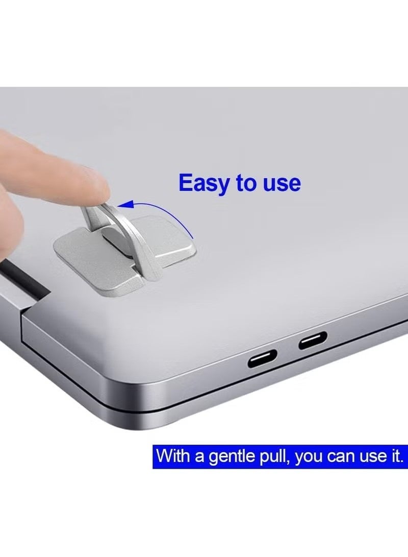 Two-pack self-adhesive keyboard stands, suitable for desktops, adjustable laptop stand with height-adjustable feet, zinc alloy portable laptop stand, sturdy and durable, suitable for MacBook, 10-18 inch laptops, and iPad (silver) - Image 3