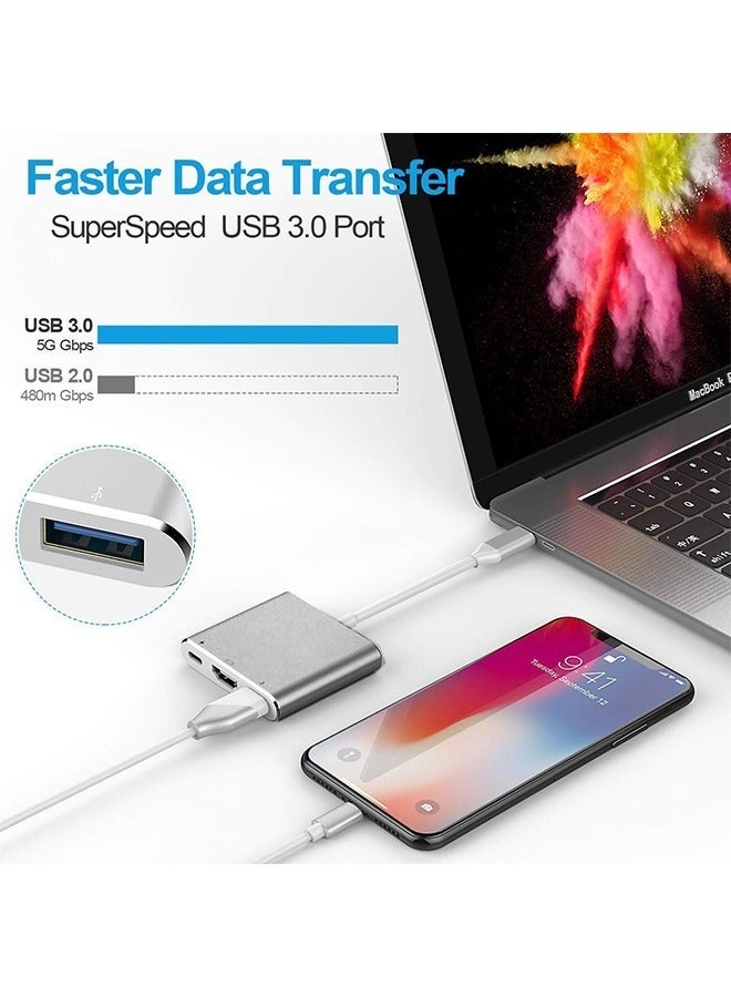 كيلا محول USB C إلى HDMI - محول AV متعدد المنافذ بدقة 4K (لا يحتاج إلى طاقة) موصل شاشة لمزامنة الفيديو والصوت لجهاز iPhone/MacBook Pro/Air/iPad Pro إلى شاشة عرض HDTV - Image 4