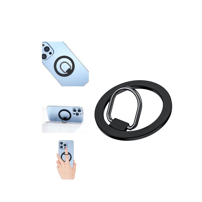 Barakah Magnetic Phone Ring Holder, Magnetic Phone Grip, Black Finger Ring Grip and Stand for Magsafe Phone Grip Adjustable Magnetic Phone Grip, Compatible with MagSafe Accessories, for iPhone 14 13 12 - Image 1