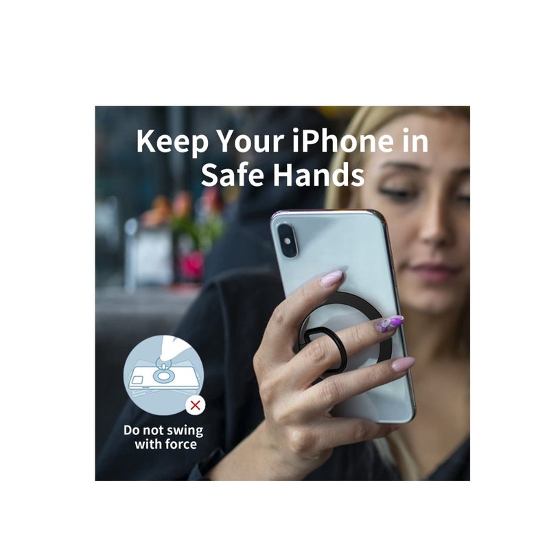 Barakah Magnetic Phone Ring Holder, Magnetic Phone Grip, Black Finger Ring Grip and Stand for Magsafe Phone Grip Adjustable Magnetic Phone Grip, Compatible with MagSafe Accessories, for iPhone 14 13 12 - Image 5