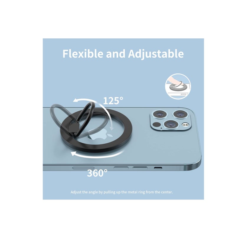 Barakah Magnetic Phone Ring Holder, Magnetic Phone Grip, Black Finger Ring Grip and Stand for Magsafe Phone Grip Adjustable Magnetic Phone Grip, Compatible with MagSafe Accessories, for iPhone 14 13 12 - Image 4