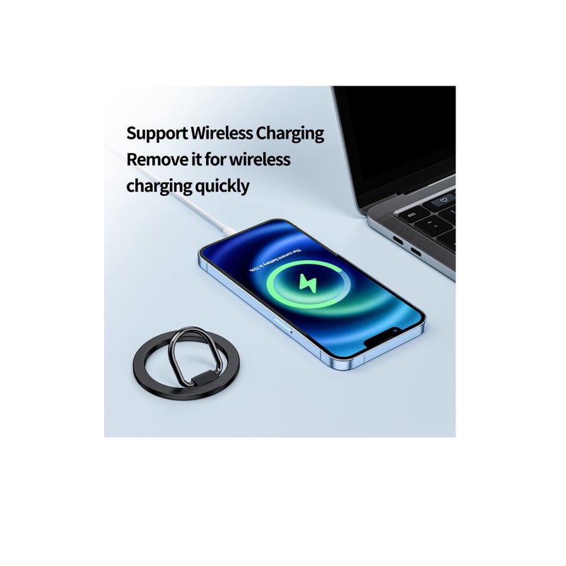 Barakah Magnetic Phone Ring Holder, Magnetic Phone Grip, Black Finger Ring Grip and Stand for Magsafe Phone Grip Adjustable Magnetic Phone Grip, Compatible with MagSafe Accessories, for iPhone 14 13 12 - Image 2