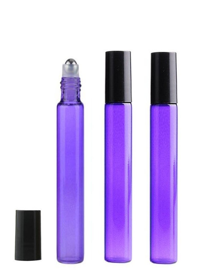 HugeStore Dijkoo HugeStore 10 Pcs 10ml Refillable Essential Oil Glass Roller Bottles Rollerball Bottles Roll On Bottles Purple