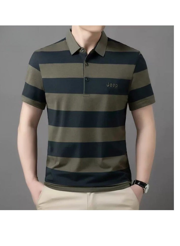 Jeep Striped Slim Fit Lapel Fashion POLO Shirt - Image 2