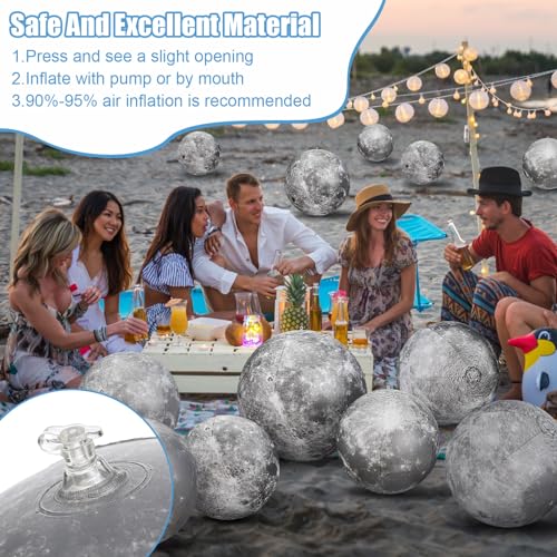 Shappy 12 Packs Moon Inflatable PVC Ball Bulk Gray Moon Shape Science Teaching Aids Planet Beach Ball for Kid Birthday Party Classroom Planetarium 16 Inch24 Inch - Image 5