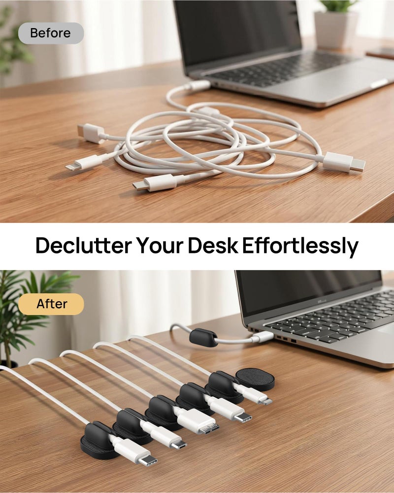 SODI 6 Pack Magnetic Cable Holder [2 in 1 Magnet & Adhesive] Cable Clips Silicone for Phone Charger, SODI Minimalist Cord Holder for Nightstand, No-Residue Adhesive Cord Organizer for Desk, Car, Office - Image 2