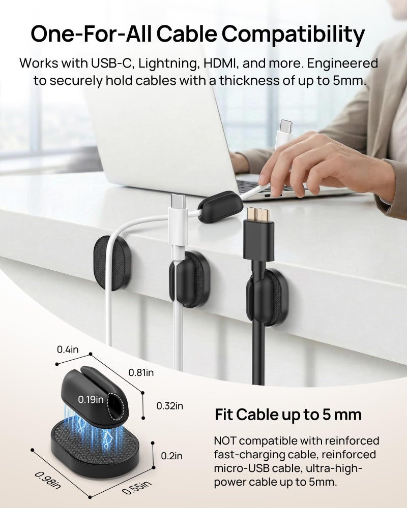 SODI 6 Pack Magnetic Cable Holder [2 in 1 Magnet & Adhesive] Cable Clips Silicone for Phone Charger, SODI Minimalist Cord Holder for Nightstand, No-Residue Adhesive Cord Organizer for Desk, Car, Office - Image 3
