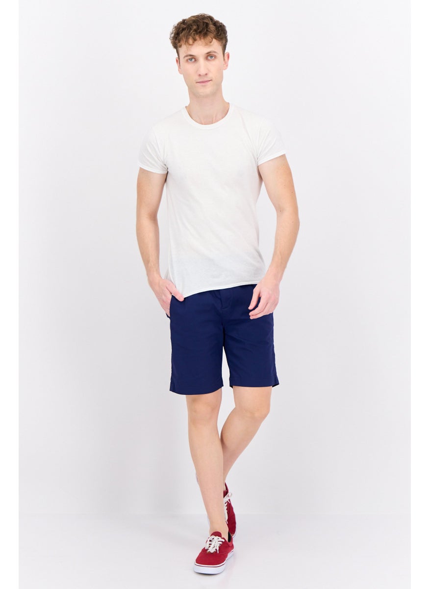 Gazzarrini Men Regular Fit Plain Chino Shorts, Navy  - Image 4