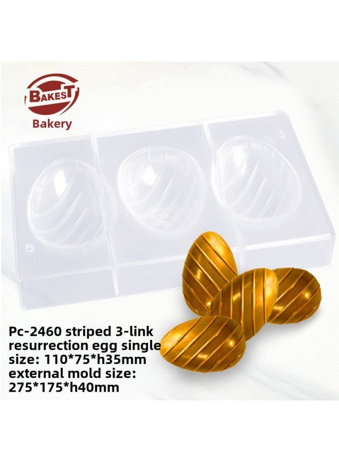 PC Hard Plastic Transparent Three-dimensional Egg-shaped Chocolate Mold Manual DIY Easter Baking Special Mold Wholesale-Color:Striped 3-piece Easter Egg Pc-2460 - Image 1