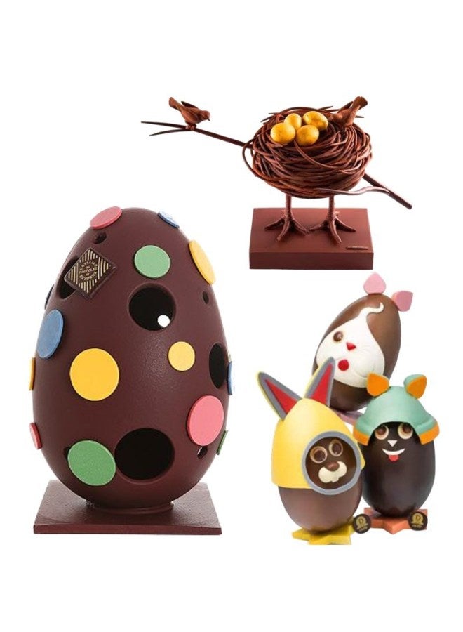 PC Hard Plastic Transparent Three-dimensional Egg-shaped Chocolate Mold Manual DIY Easter Baking Special Mold Wholesale-Color:Striped 3-piece Easter Egg Pc-2460 - Image 5