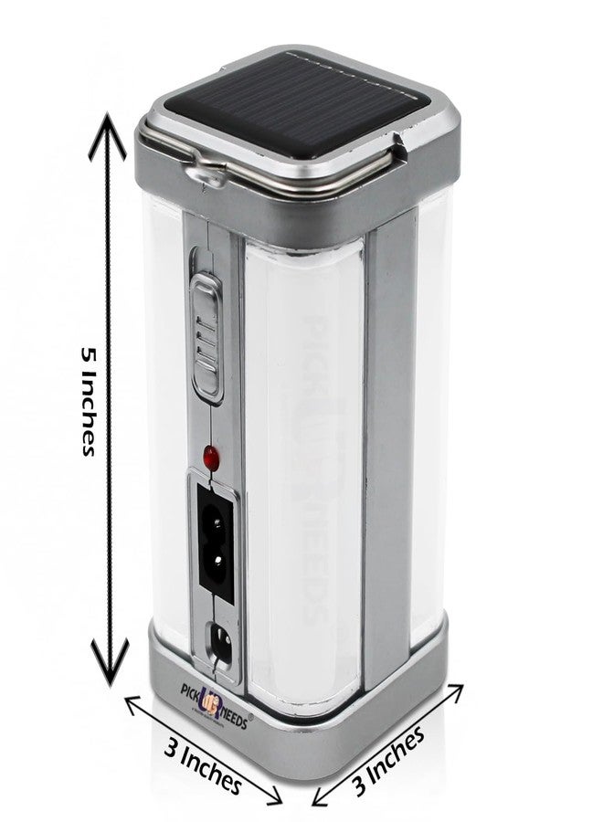 اختر احتياجاتك مصباح أرضي LED منزلي قابل لإعادة الشحن يعمل بالطاقة الشمسية للطوارئ، مزود بأربعة أنابيب جانبية (عبوة فضية من قطعتين) - Image 3