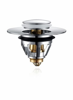 Drain Stopper, Wash Basin Bounce Drain Filter, Pop Up Drain Stopper for Bathroom Sink, Core Push Type Sink Stopper, Sink Drain Plug with Anti-Clogging Strainer