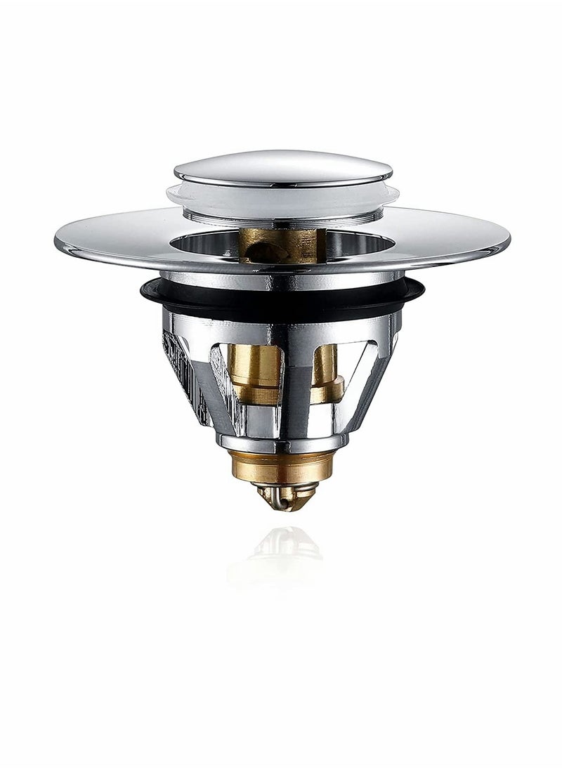 SYOSI - Drain Stopper, Wash Basin Bounce Drain Filter, Pop Up Drain Stopper for Bathroom Sink, Core Push Type Sink Stopper, Sink Drain Plug with Anti-Clogging Strainer - Image 1