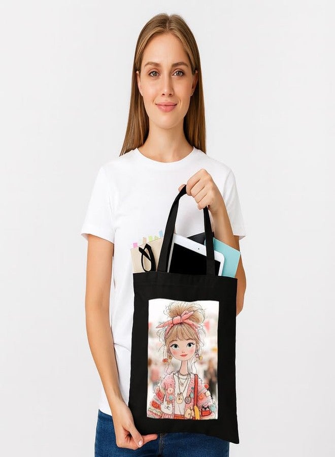 PrintingZone حقيبة تسوق مطبوعة من PrintingZone للنساء | حقيبة تسوق قماشية مطبوعة صديقة للبيئة للنساء - Image 4
