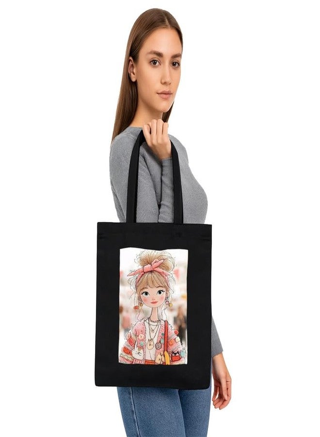PrintingZone حقيبة تسوق مطبوعة من PrintingZone للنساء | حقيبة تسوق قماشية مطبوعة صديقة للبيئة للنساء - Image 3