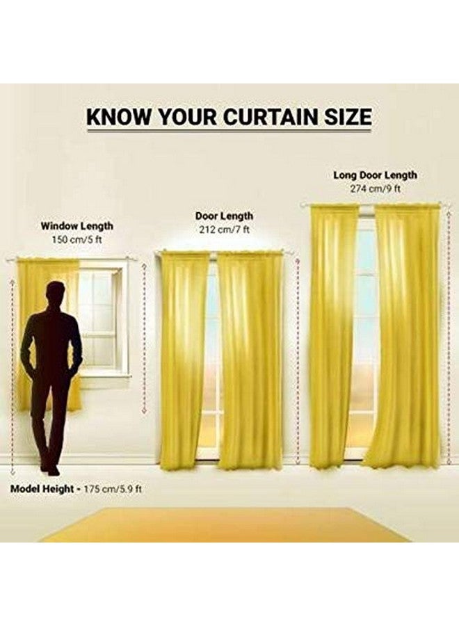 SpangleHomes 8Ft Grommet Door Curtain Set Of 2|Heavy Tissue Net Floral Semi Transparent Sheer Parda For Home Living/Drawing And Bedroom,4X8 Feet Xl Door,Yellow Net Curtains,Pack Of 2 Pcs,Jhaad - Image 4