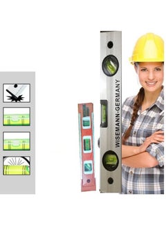 Wisemann Leveling Instrument Aluminum Alloy Silver Case Spirit Level 30cm  - Image 3