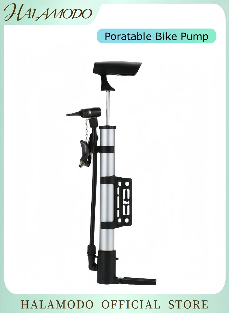 Bike Pump Bicycle Floor Pump Bike Tire Pumps Compatible with Presta and Schrader Valve Inflator High Pressure Portable Air Pump for Road Bike Car MTB Sports Balls - Image 1