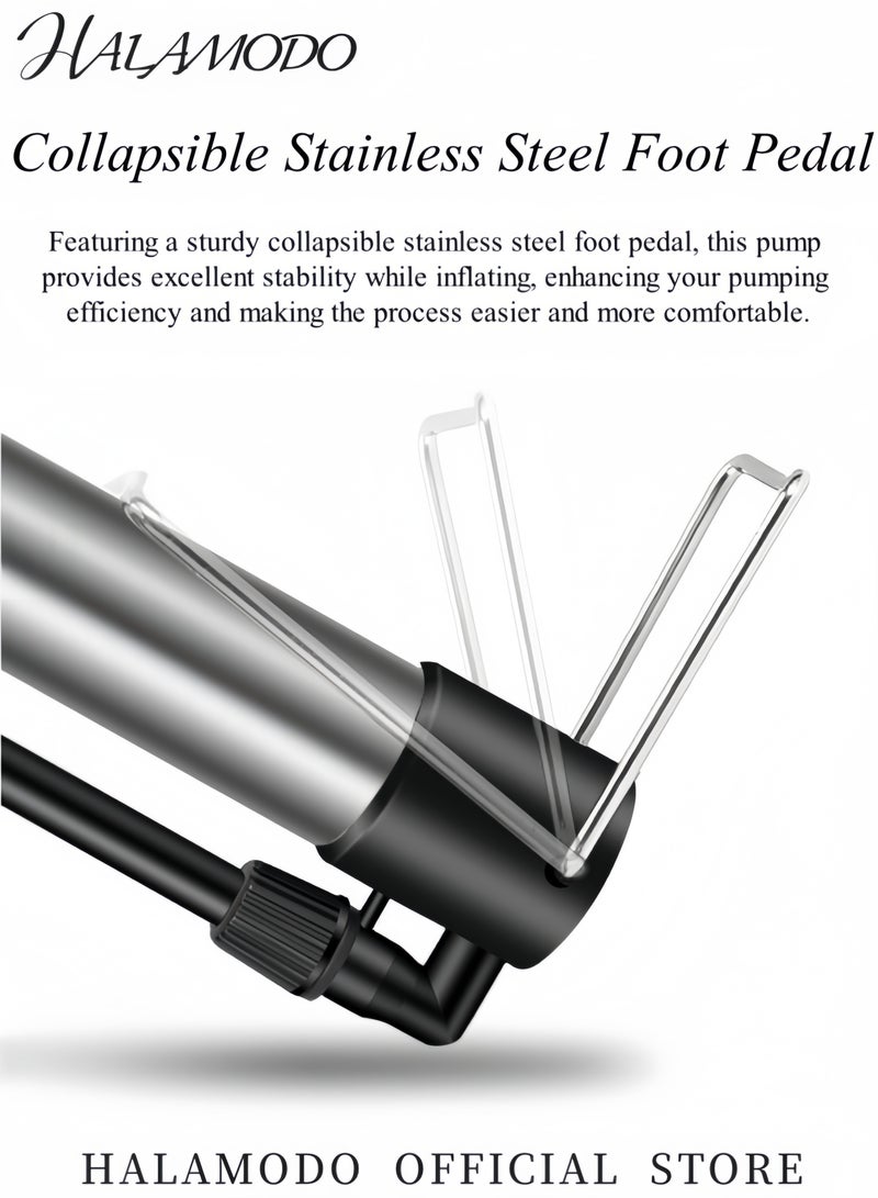 Bike Pump Bicycle Floor Pump Bike Tire Pumps Compatible with Presta and Schrader Valve Inflator High Pressure Portable Air Pump for Road Bike Car MTB Sports Balls - Image 3