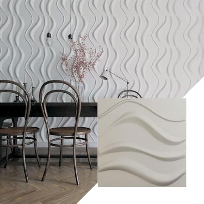 19 5/8"W X 19 5/8"H WAVE ENDURAWALL DECORATIVE 3D WALL PANEL, SATIN BLOSSOM WHITE (COVERS 2.67 SQ. FT. - Image 1
