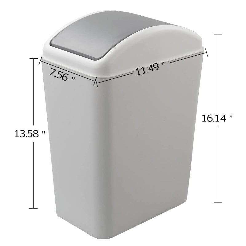 Kekow 4.5 Gallon Small Plastic Trash Can, Swing Lid Waste Can, Gray - Image 2