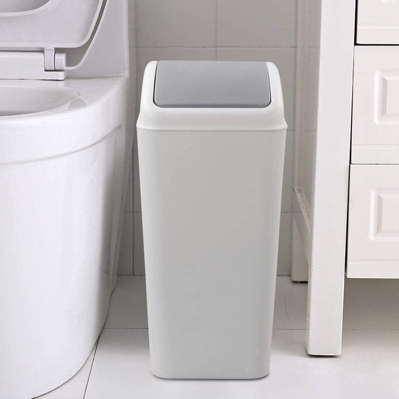 Kekow 4.5 Gallon Small Plastic Trash Can, Swing Lid Waste Can, Gray - Image 5