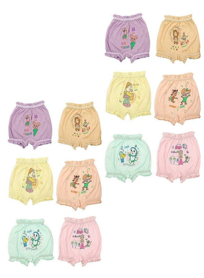 IGNOTO (0 Size, Pack of 12 Baby, Kids Inner Wear, Bloomers || Unisex Printed Cotton Panty || 100% Cotton Housiry with Cartoon Print Assorted - Image 1