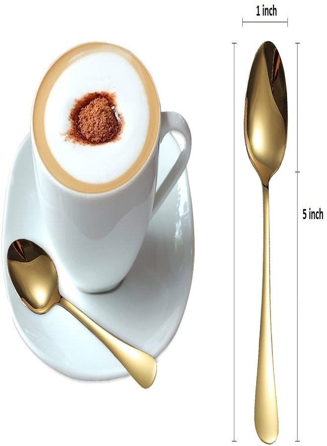 Comicfs 12-Piece Demitasse Espresso Spoons, Coffee Spoons, 5 Inches Mini Tea Spoon Stainless Steel Small Spoon for Ice Cream Dessert Home Casual Shop Restaurant (Gold) - Image 2