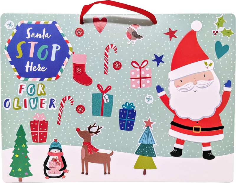 Make Your Own Santa Stop Here Sign  Christmas Craft Kit for Kids  Personalised DIY Christmas Decoration with Stickers Ribbon  Backing Board  Fun Festive Activity for Boys  Girls Ages 3