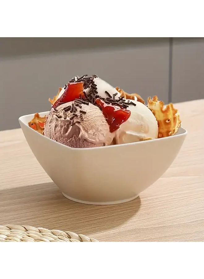 6pcs White Reusable Plastic Salad Bowl and Plate Set Microwave Safe Stackable - Image 2