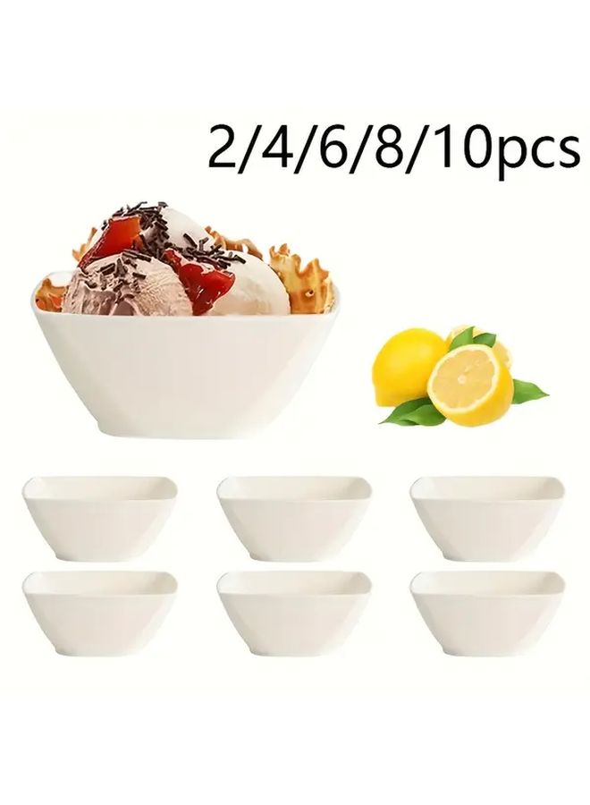 6pcs White Reusable Plastic Salad Bowl and Plate Set Microwave Safe Stackable - Image 1