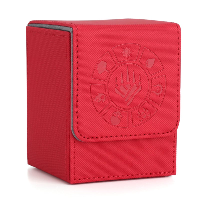 Arkeiliy Card Deck Box, 110+ Storage MTG Deck Box with 50 Pcs Card Sleeve, Collectible Trading Card Cases for Magic Commander and More (Red) - Image 1