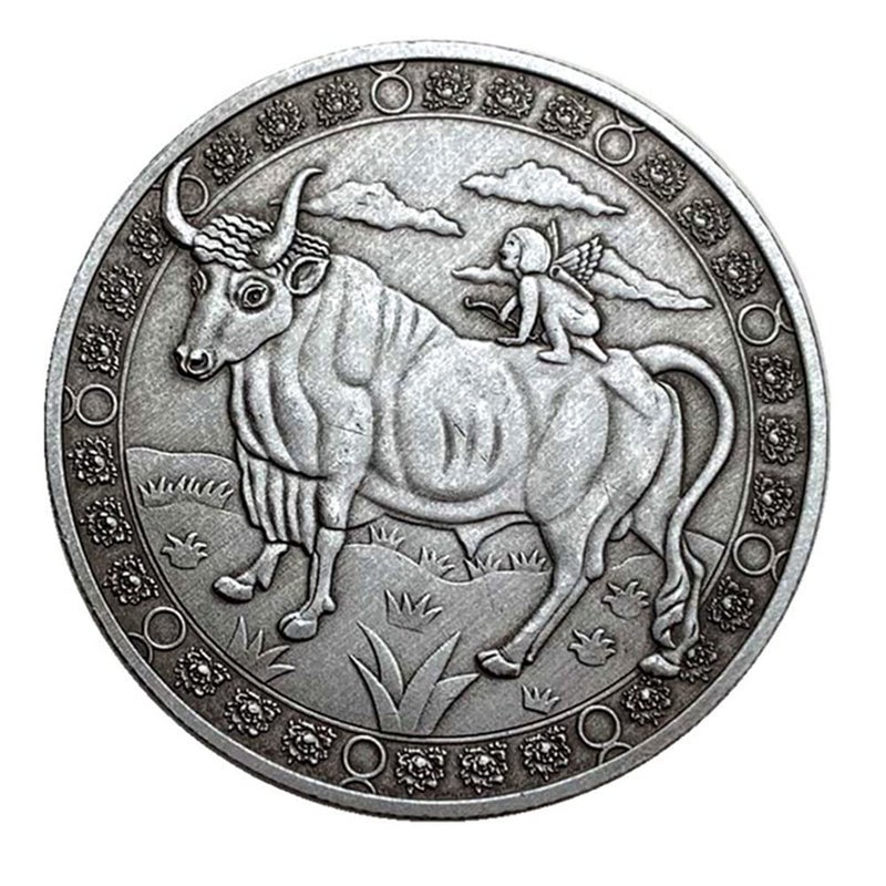 Aomcisi Creative Twelve Constellations Zodiac Coin Challenge Ancient Silver Commemorative Coins Home Decor Crafts Art Collection Gift Taurus - Image 4