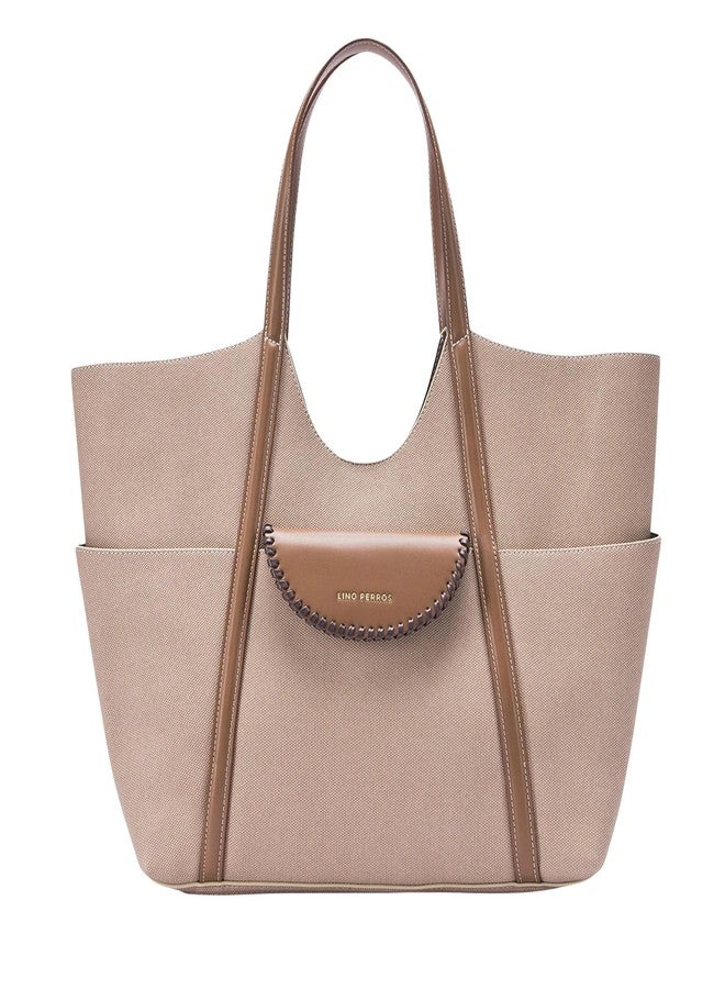 Lino Perros Monroe Evelyn Beige Tote Bag - Image 1