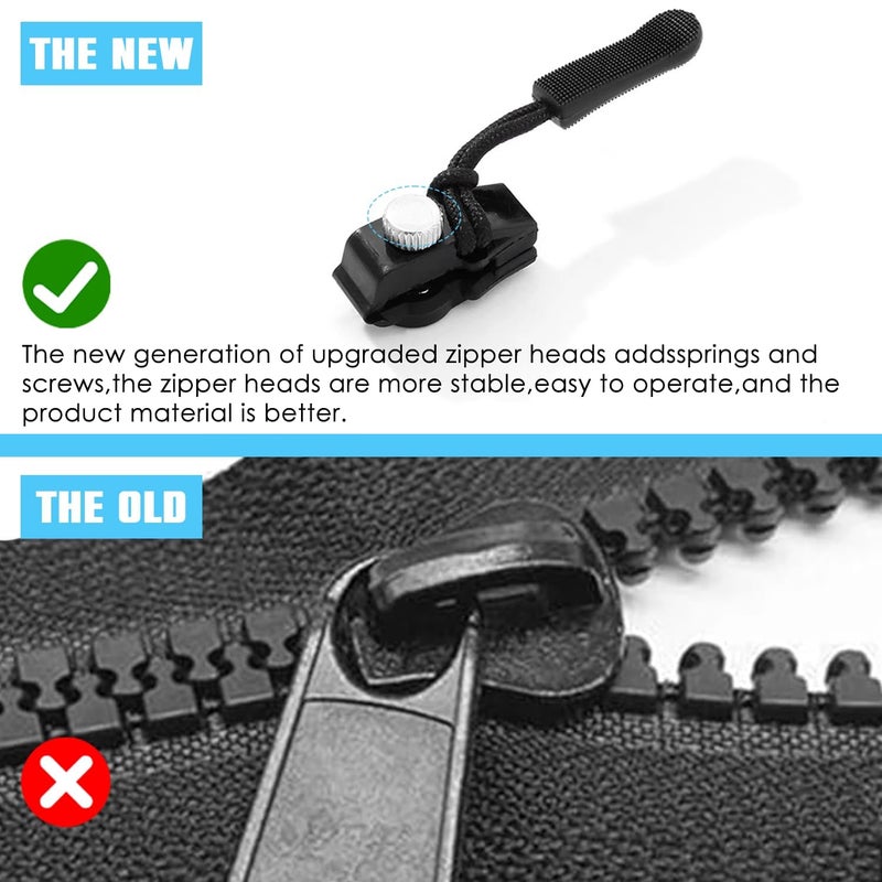 GHARKART GHARKART Zipper Repair Kit Instant Zipper Sliders with Nylon Pull Tabs Cords Replacement Plastic Zipper Pull for Sliding Teeth Universal Screw Fix Removable Zippers for Bags Garments 15  - Image 4