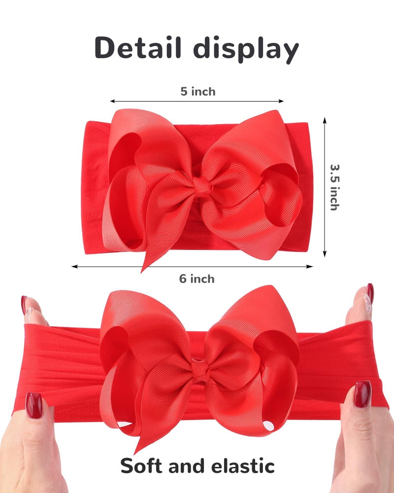 doboi Baby Girl Headbands Set - 20pcs Hair Bows and Nylon Headbands, Big Bows for Infant, Newborn, and Toddler Girls - Image 2