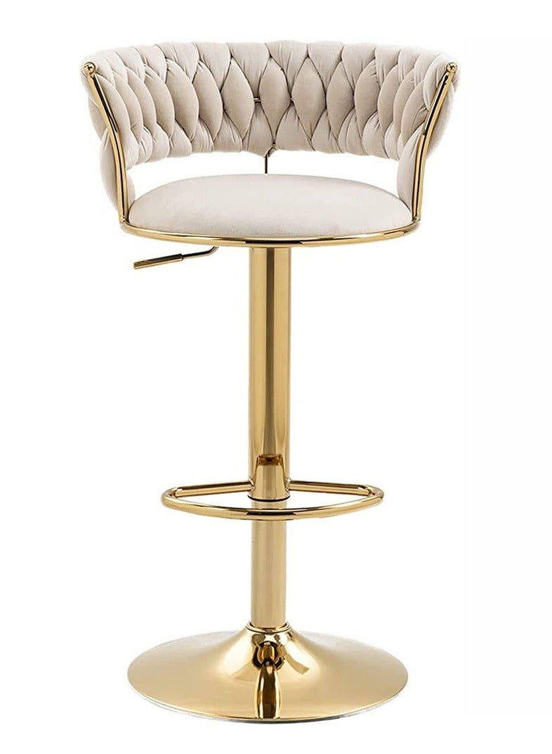 DubaiGallery Luxury bar Stool,Modern Round Adjustable Reception Chair, Gold Velvet Bar Chair, Kitchen high Dining Chair , Height Adjustable and 360° Swivel. Suitable for bar, Home, offce, Cafe - Image 1