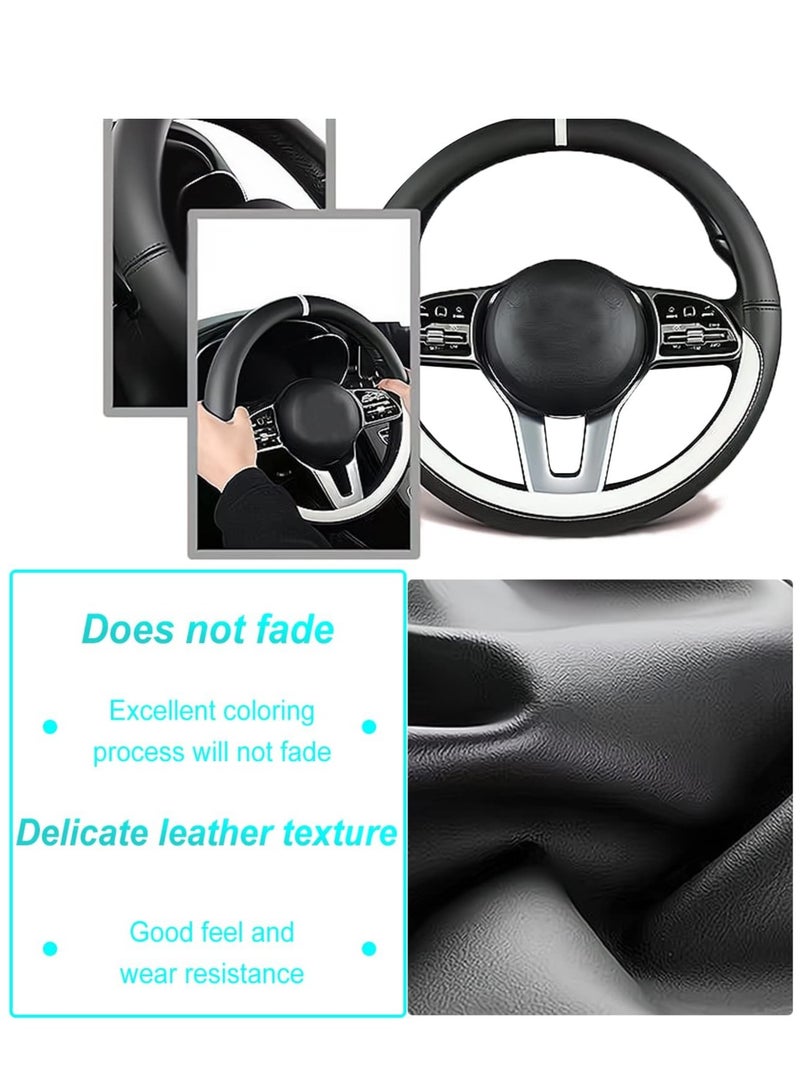 GUDOO Car Steering Wheel Cover Nappa Leather Car Steering Wheel Cover Non-Slip Steering Wheel Cover Interior Accessories Black - Image 4