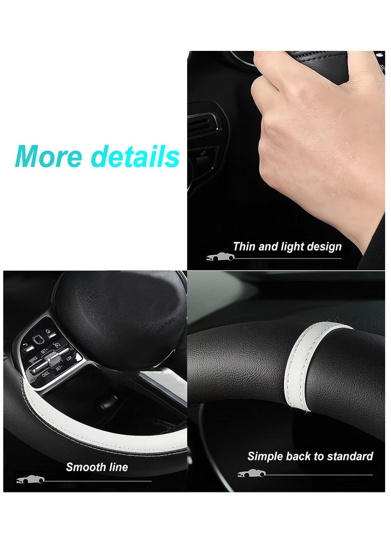 GUDOO Car Steering Wheel Cover Nappa Leather Car Steering Wheel Cover Non-Slip Steering Wheel Cover Interior Accessories Black - Image 5