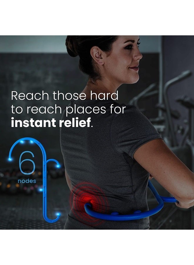 LiBa Back and Neck Massager - Trigger Point Massage Tools for Pain Relief and Self Massage Hook Therapy Handheld Back Neck Shoulder Massager Blue - Gift for Women & Men - Image 3