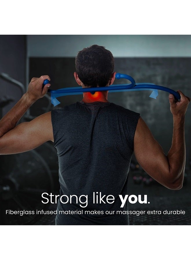 LiBa Back and Neck Massager - Trigger Point Massage Tools for Pain Relief and Self Massage Hook Therapy Handheld Back Neck Shoulder Massager Blue - Gift for Women & Men - Image 4