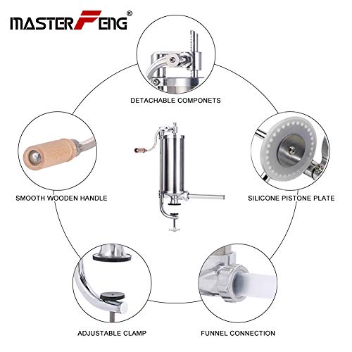 MASTER FENG Sausage Stuffer, Vertical Stainless Steel Sausage Maker Packed with 8 Tubes, Commercial and Household Use (5LBS VERTICAL) - Image 5