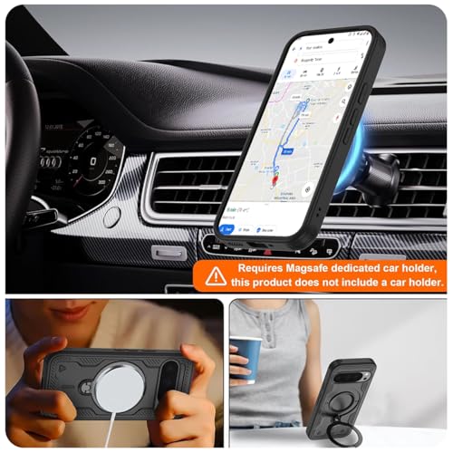 KAPAVER 360 Mag- X Rugged Back Cover Case Compatible for Google Pixel 9/9 Pro (Black) - Image 5