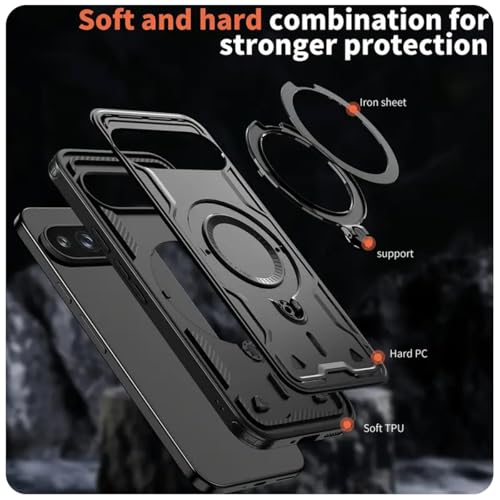 KAPAVER 360 Mag- X Rugged Back Cover Case Compatible for Google Pixel 9/9 Pro (Black) - Image 4
