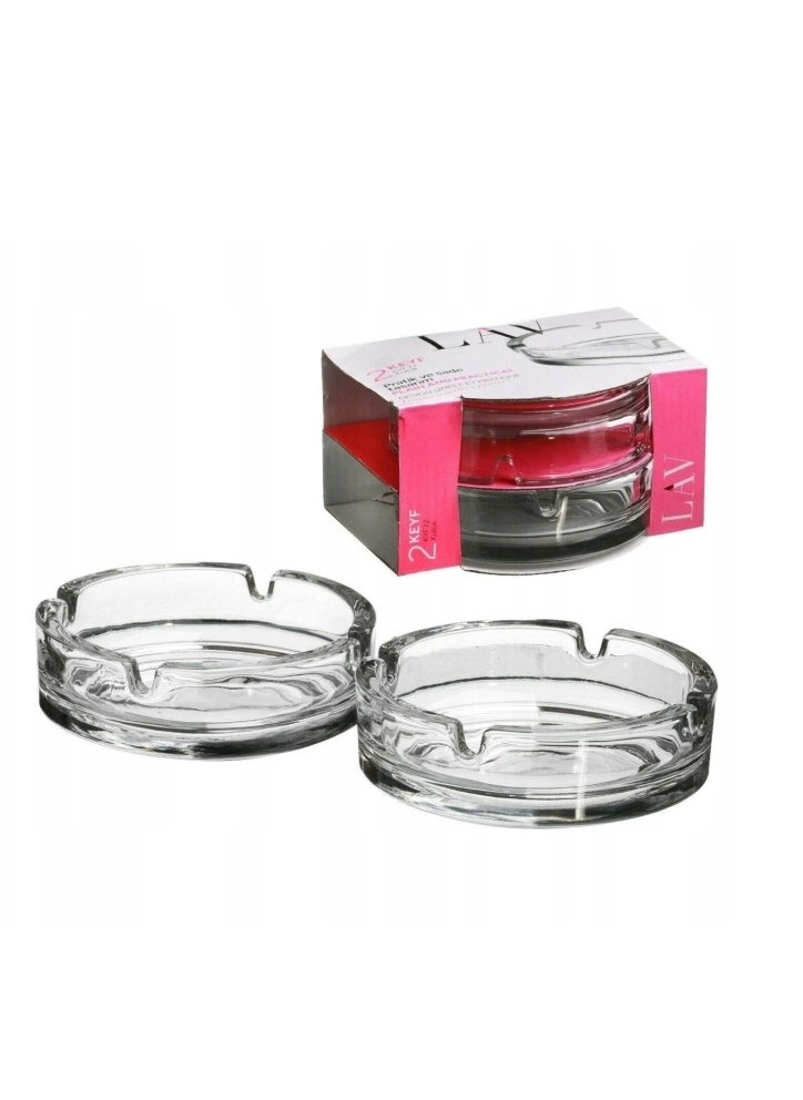 LAV 2 Pieces Keyif Ashtray Set 106Mm - Clear  - Image 2