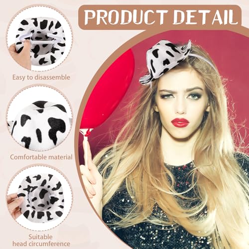 Cozypower Halloween Cowboy Hat Headband Mini Cowgirl Hat Headband Cowboy Hats Women's Costume Headwear for Masquerade Party(Cow Print,Classic) - Image 4