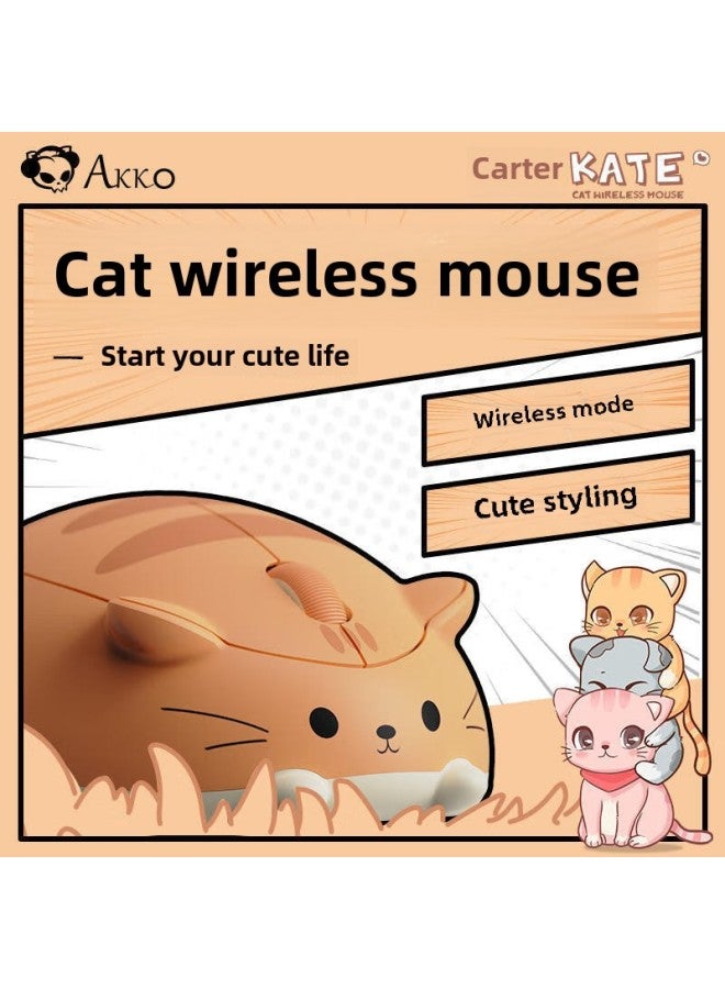 فأرة Akko Cat اللاسلكية ذات اليد الكبيرة، فأرة مكتب لاسلكية، فأرة كمبيوتر محمولة، فأرة متماثلة - اللون: Kate Carter (برتقالي) - وسادة ماوس مجانية - Image 1